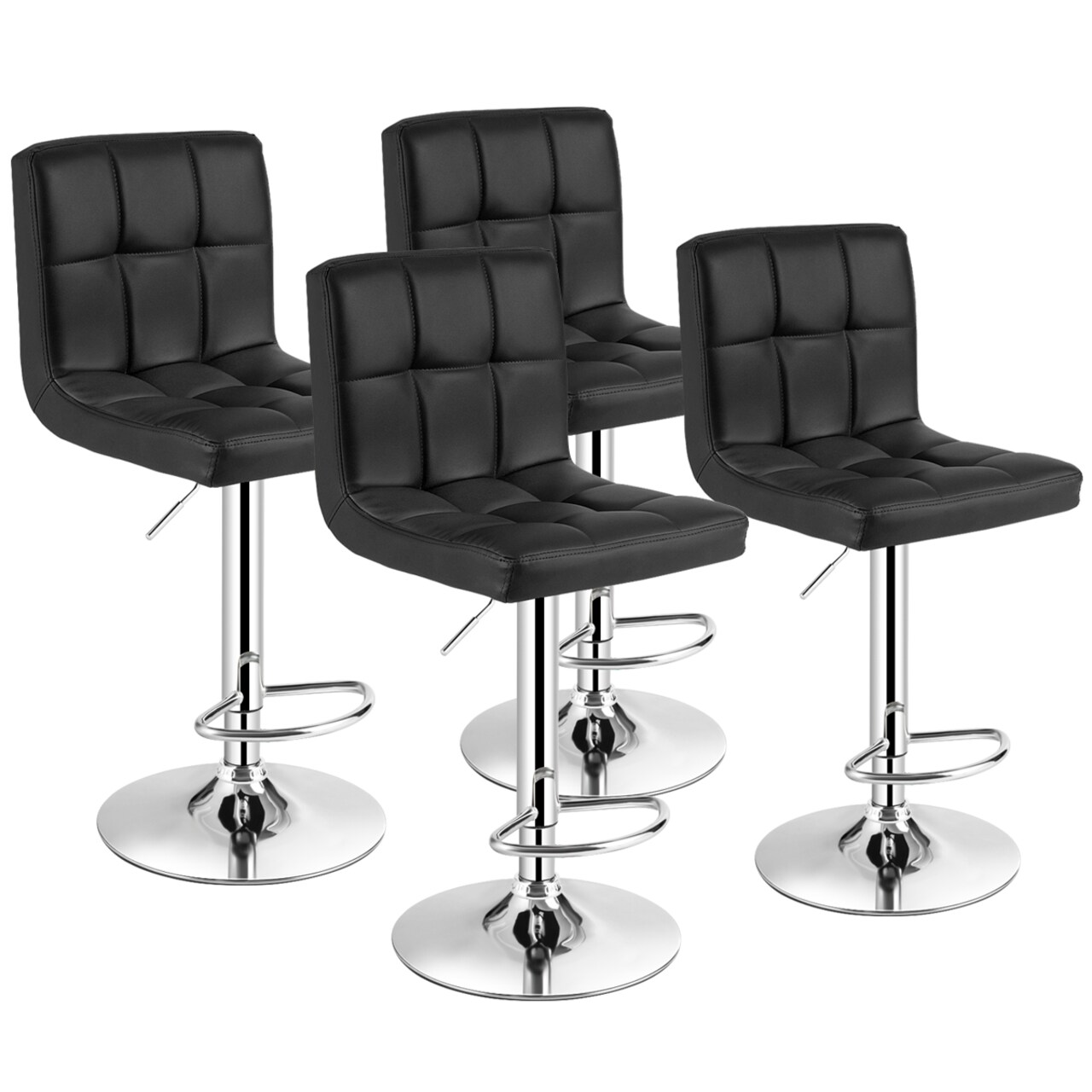 Costway Set of 4 PU Leather Bar Stool Swivel Bar Chair w/ Adjustable Height